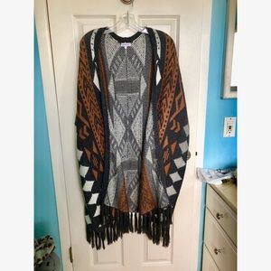 Fringed Blanket Poncho